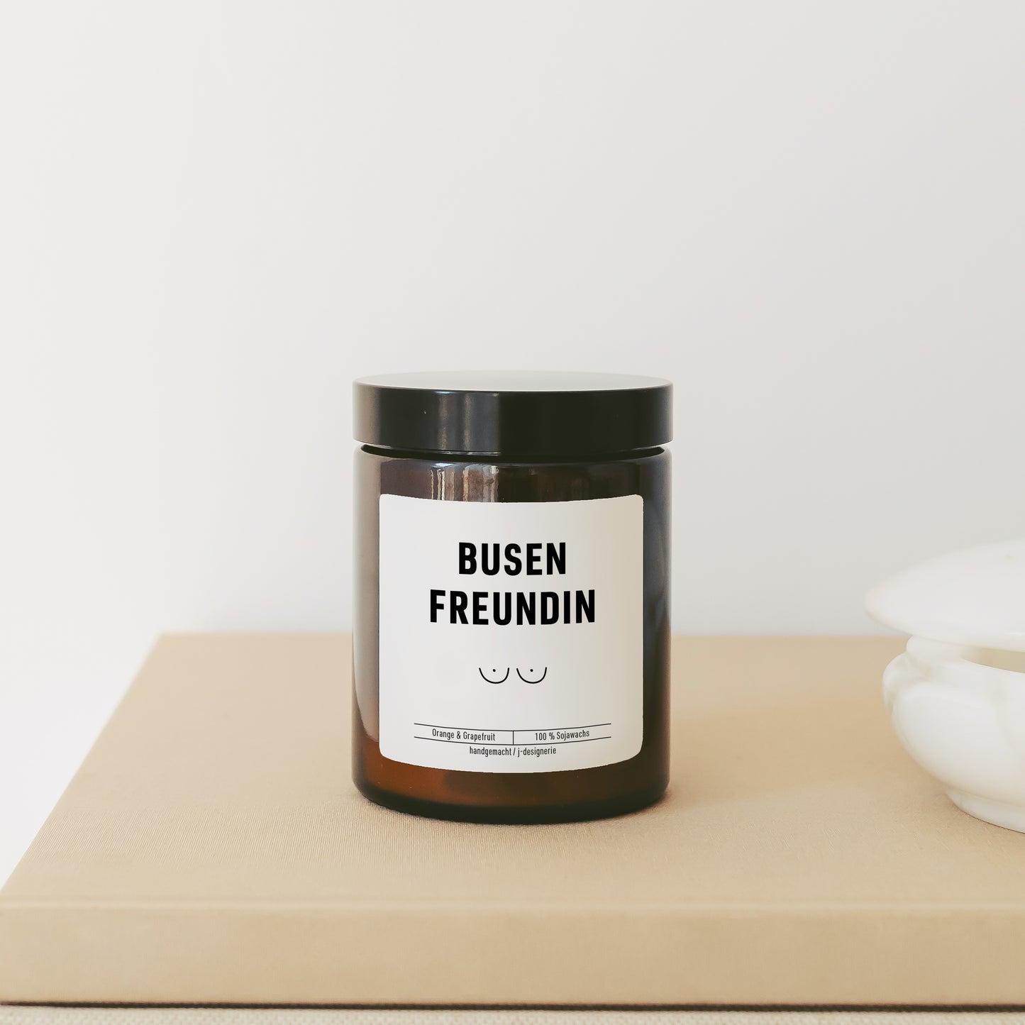 Lustige Kerze im Glas "Busenfreundin" personalisierte für die beste Freundin als Geschenk mit Spruch
