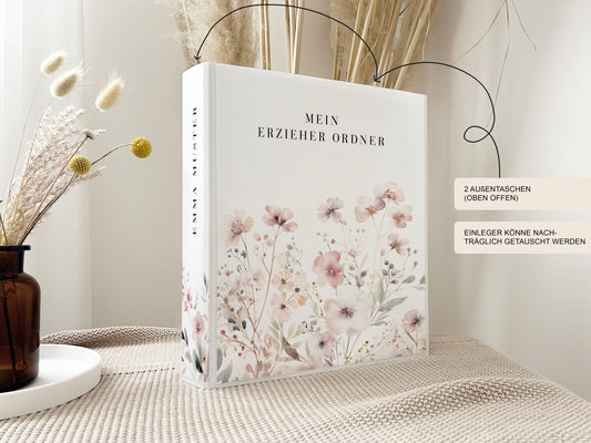 Erzieher Ordner "Flower" personalisiert für die Ausbildung Kita Kindergarten Krippe