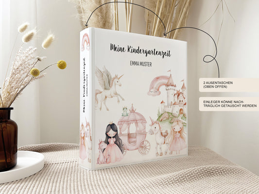 Kindergarten Ordner "Prinzessin" personalisiert mit Namen als Geschenk / Sammelmappe Krippe Schule oder Kita