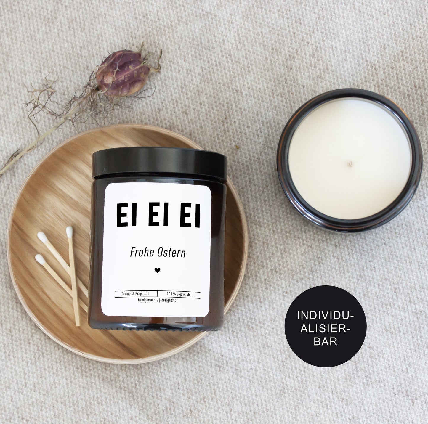 Geschenk Ostern Kollegen personalisiert – Kerze im Glas mit Spruch – Deko