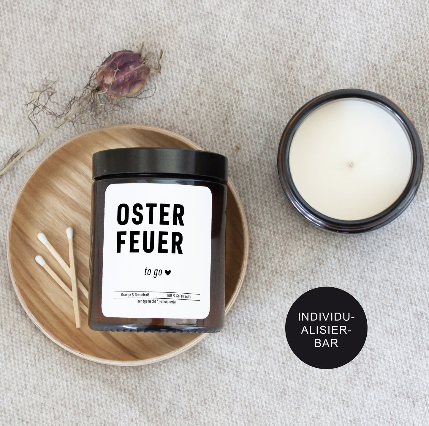 Geschenk Ostern personalisiert – Kerze Osterfeuer im Glas mit Spruch – Deko