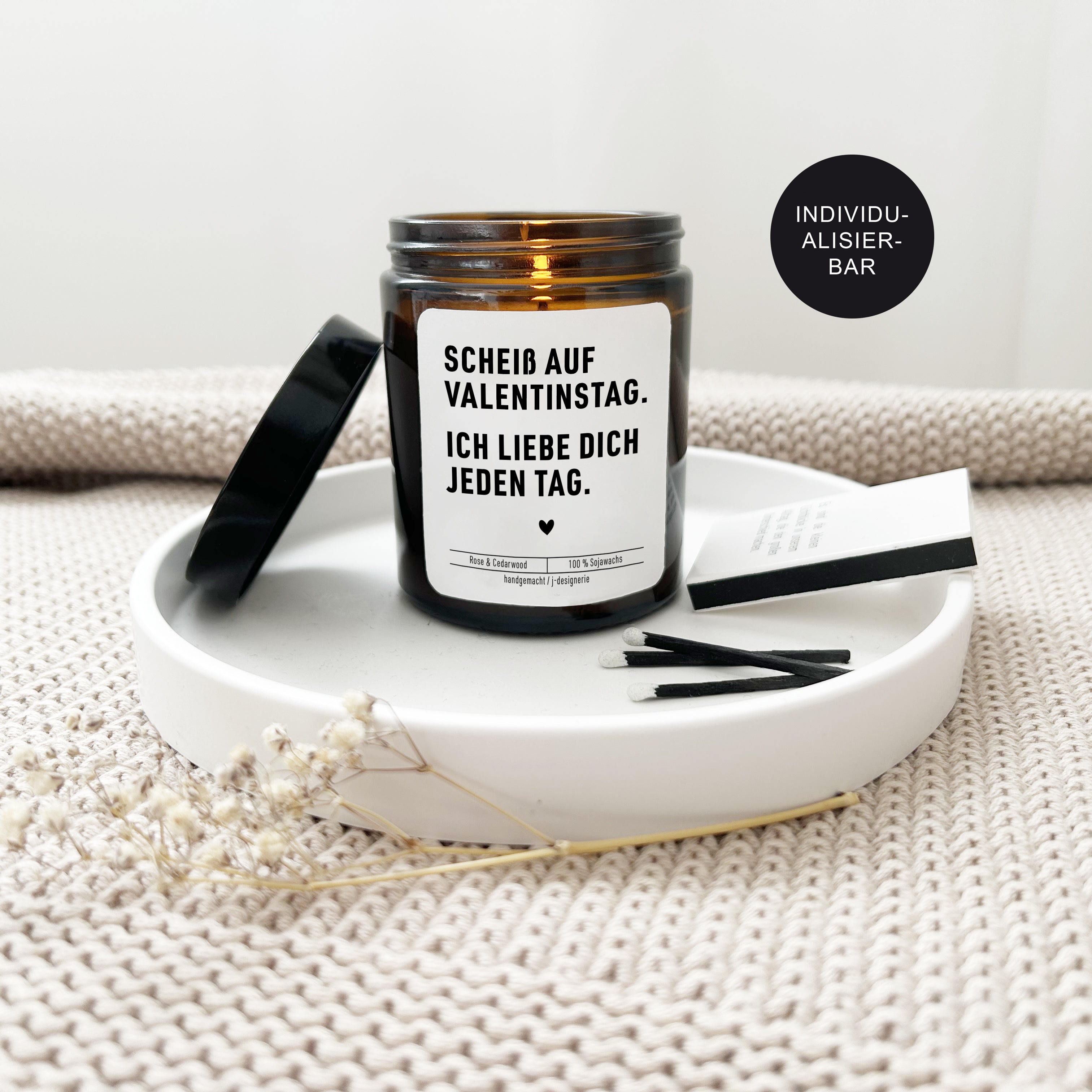 Valentinstag Geschenk personalisierte Kerze