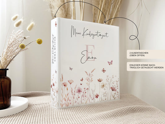 Kindergartenordner mit Namen "Flower II" für Kindergarten, Kita, Krippe Schule personalisiert
