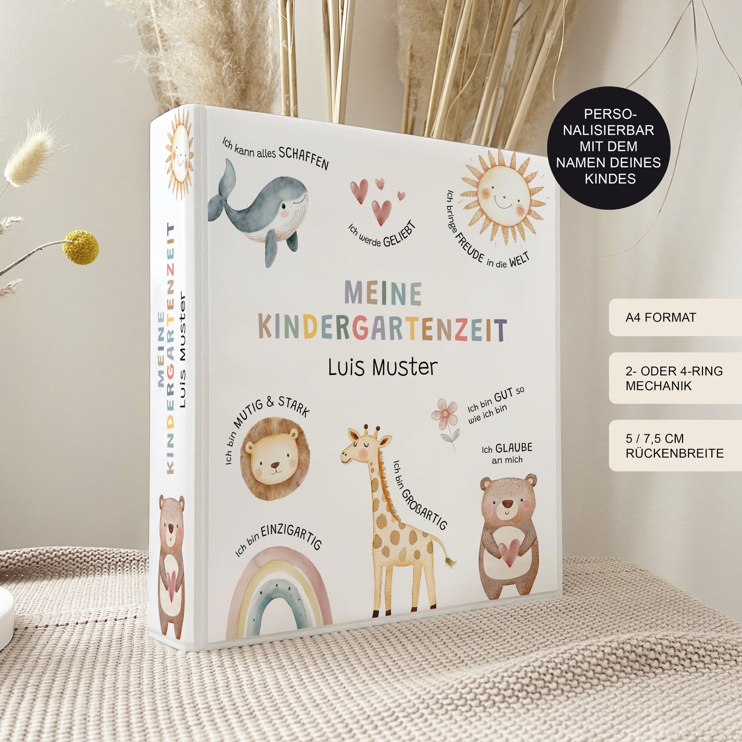 Kindergarten Ordner "Affirmation" für Kita, Krippe Schule personalisiert mit Namen