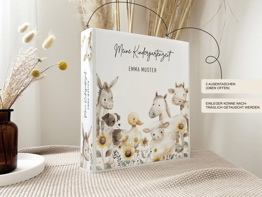 Kindergarten Ordner "Bauernhof" personalisiert mit Namen als Geschenk / Sammelmappe Krippe Schule oder Kita