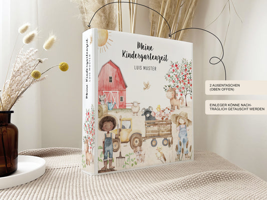 Kindergarten Ordner "Bauernhofleben" personalisiert mit Namen / Sammelmappe Krippe Schule oder Kita
