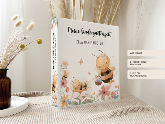 Kindergarten Ordner Biene für Kita, Krippe oder Schule personalisiert