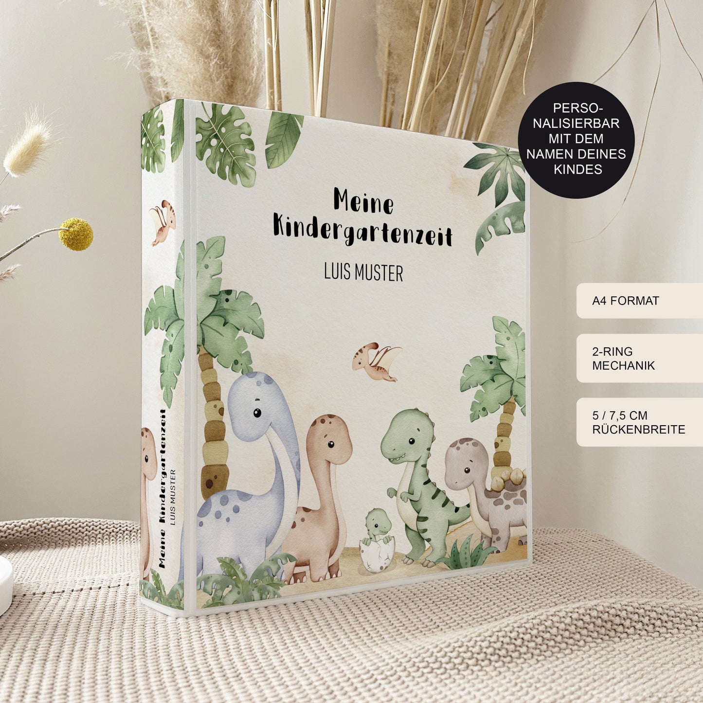 Kindergarten Ordner "Dino2" personalisiert / Sammelmappe Krippe Schule oder Kita