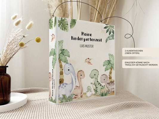 Kindergarten Ordner "Dino2" personalisiert / Sammelmappe Krippe Schule oder Kita