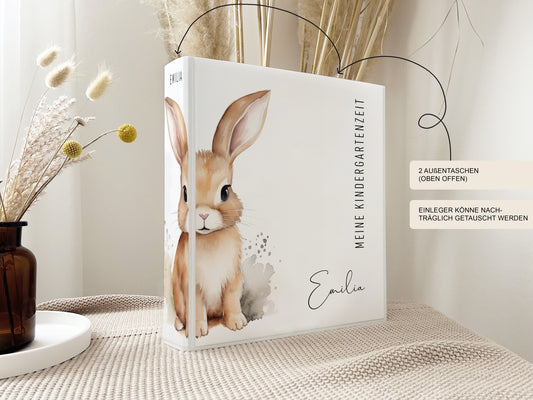 Kindergarten Ordner "Hase" personalisiert / Ringordner Sammelmappe Krippe Kita