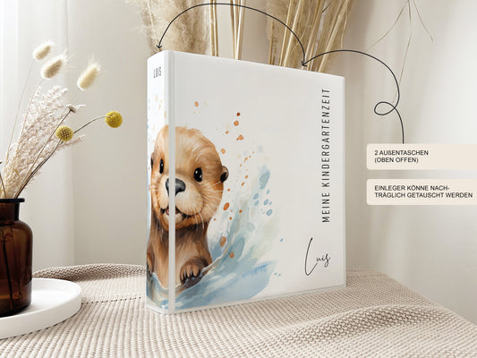 Kindergarten Ordner "Otter" personalisiert mit Namen als Sammelmappe Krippe Schule oder Kita