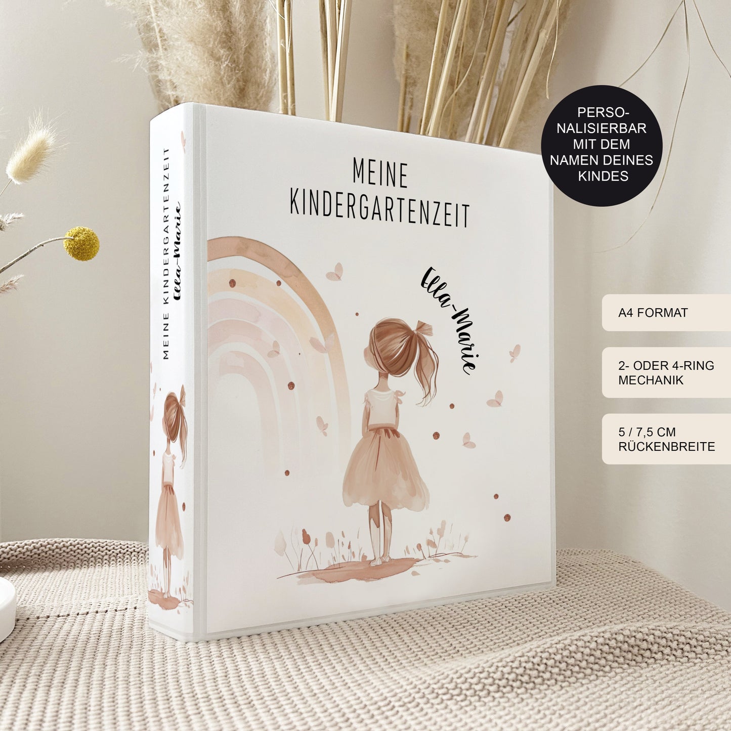 Kindergarten Ordner PRINZESSIN II für Kita, Krippe oder Schule personalisiert