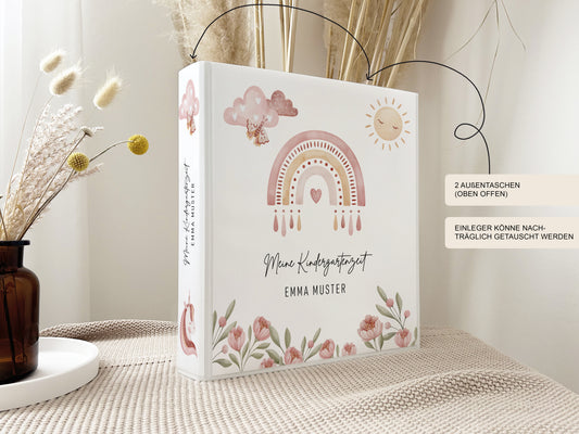Kindergartenordner "Regenbogen" personalisiert / Mappe Krippe Schule oder Kita