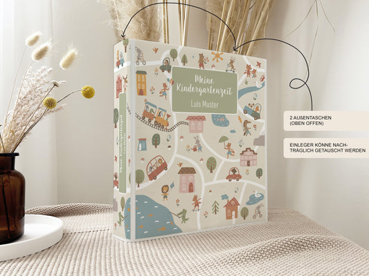 Kindergarten Ordner "Stadt" personalisiert / Sammelmappe Krippe Schule oder Kita