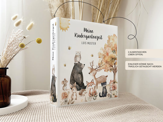 Kindergarten Ordner "Waldtiere" personalisiert / Mappe Krippe Schule oder Kita