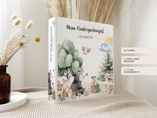 Kindergartenordner "Woodland" personalisiert / Mappe Krippe Schule oder Kita