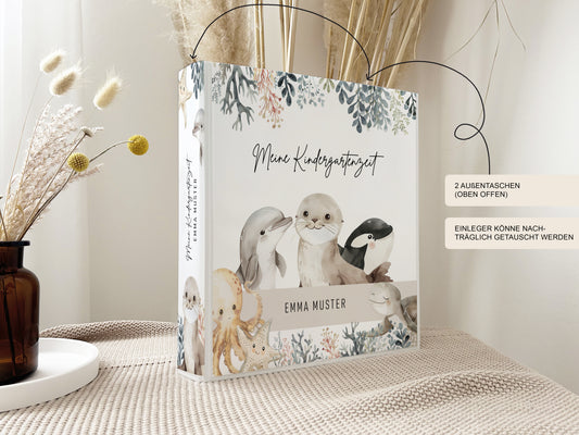 Kindergarten Ordner "Meerestiere" personalisiert / Sammelmappe Krippe Schule oder Kita