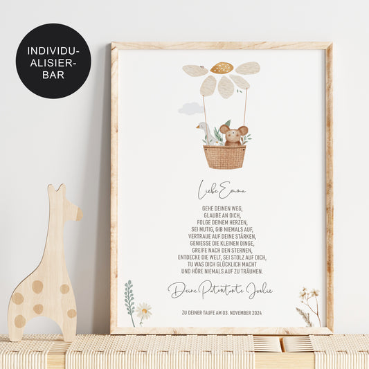 Patenbrief "Heißluftballon" personalisiert – Taufgeschenk Patenkind