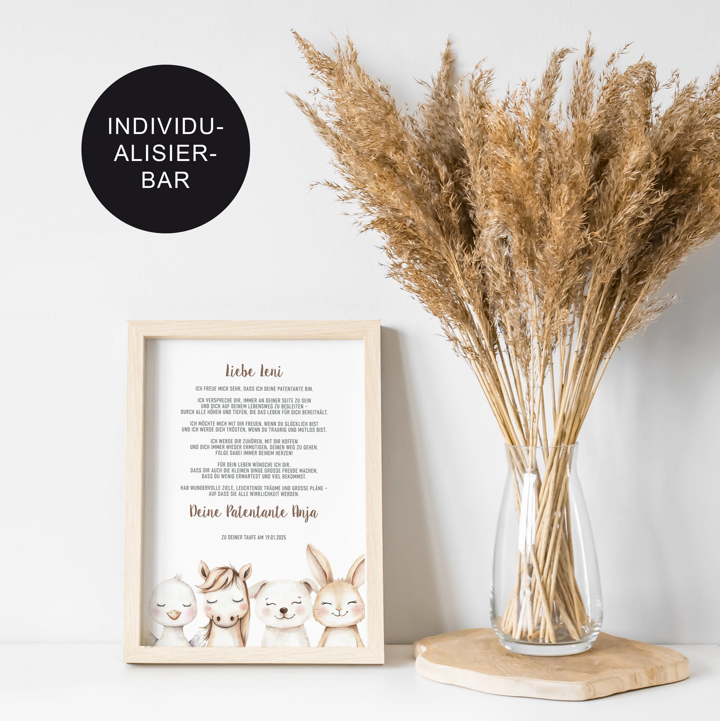 Patenbrief "Tiere Bauernhof" personalisiert – Taufgeschenk Patenkind