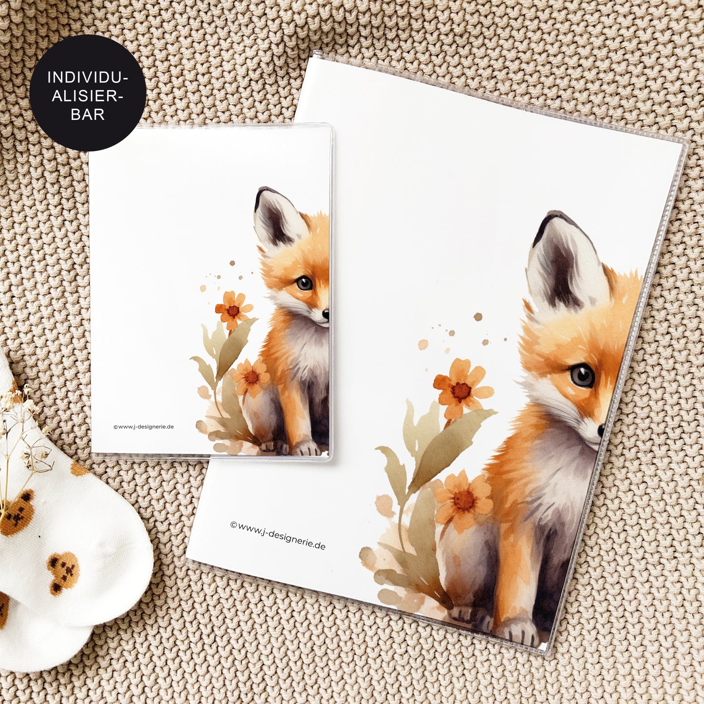 U-Heft Hülle/Impfpass personalisiert "Fuchs" – Geschenk Geburt Mädchen/Junge und Neugeborenes