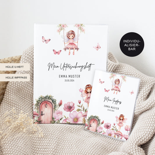U-Heft Hülle Set personalisiert FEE – Geschenk zur Geburt Mädchen