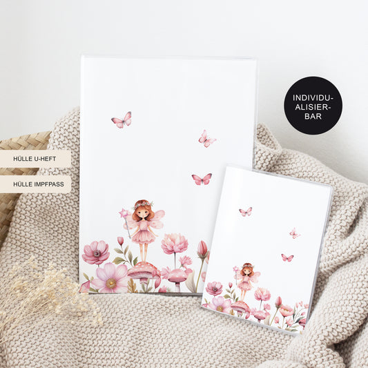 U-Heft Hülle Set personalisiert FEE – Geschenk zur Geburt Mädchen