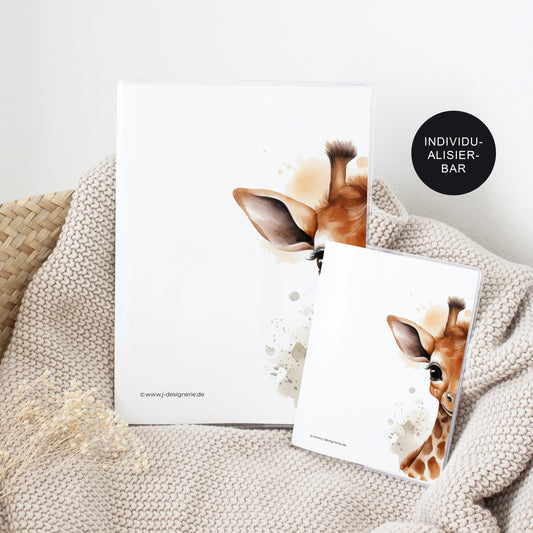 U-Heft Hülle mit Impfpass "Giraffe" personalisiert – Geschenk Geburt Baby Neugeborenes