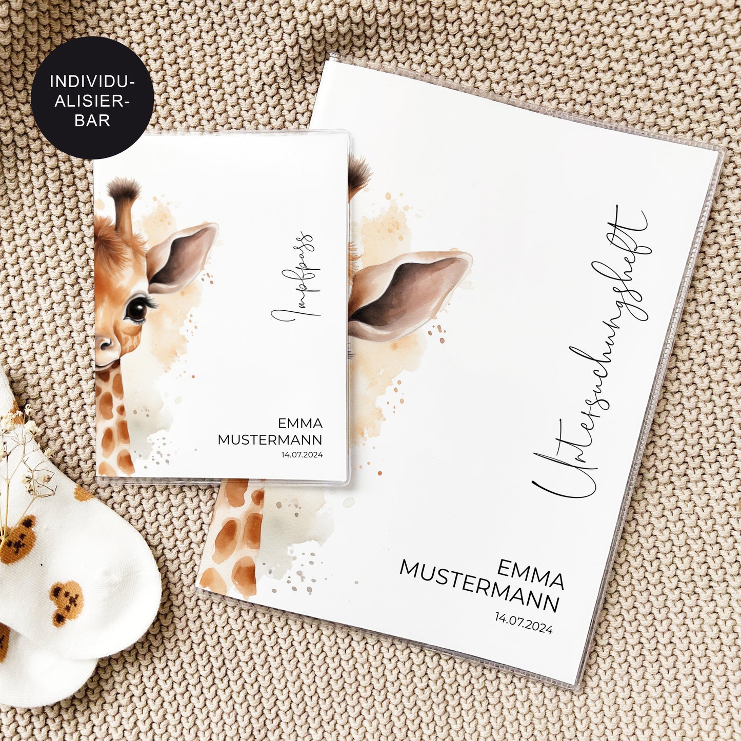 U-Heft Hülle mit Impfpass "Giraffe" personalisiert – Geschenk Geburt Baby Neugeborenes (Kopie)