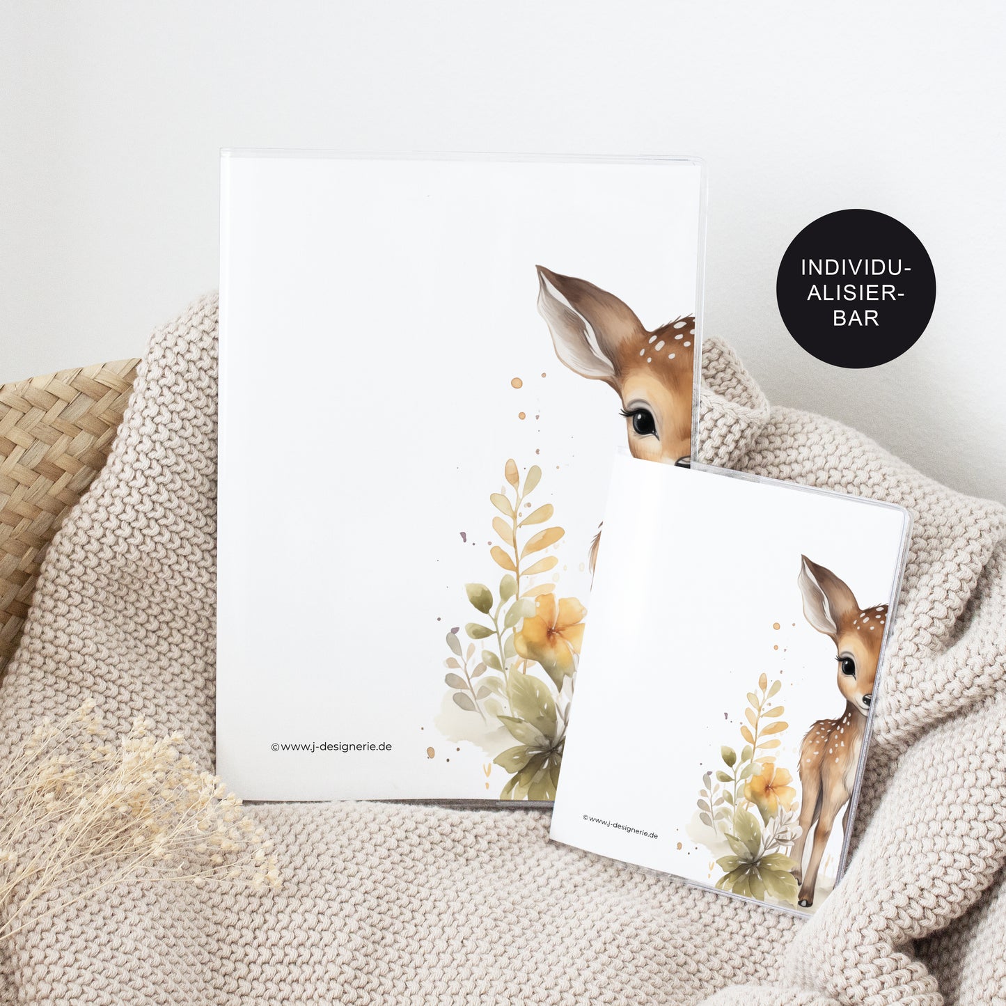 U-Heft Hülle personalisiert "Reh" – Geschenkidee Geburt frischgebackene Eltern