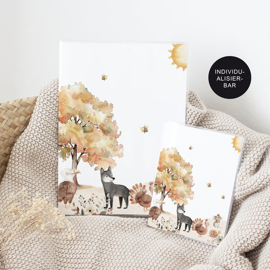U-Heft Hülle personalisiert & Impfpass "Waldtiere" – Geschenk Geburt Baby