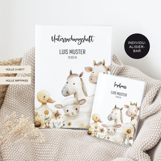 U-Heft Hülle Set personalisiert BAUERNHOF – Geschenk zur Geburt