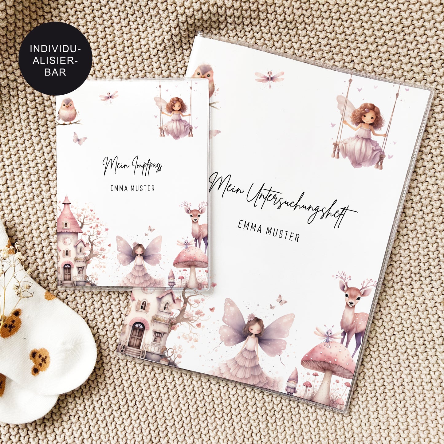 U-Heft Hülle personalisiert & Impfpass "Fairy" – Geschenk Geburt Mädchen