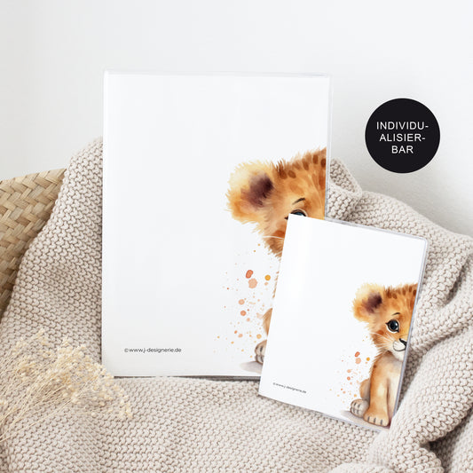 U-Heft Hülle mit Impfpass "Löwe2" personalisiert – Geschenk Geburt Baby Neugeborenes