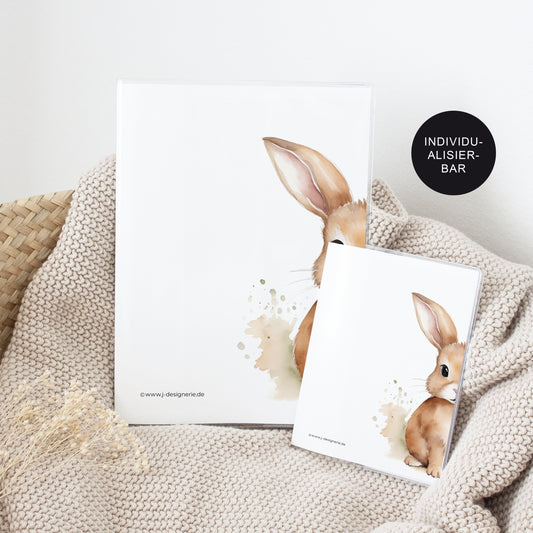 Untersuchungsheft Hülle und Impfpass "Hase" personalisiert – Geschenkidee zur Geburt