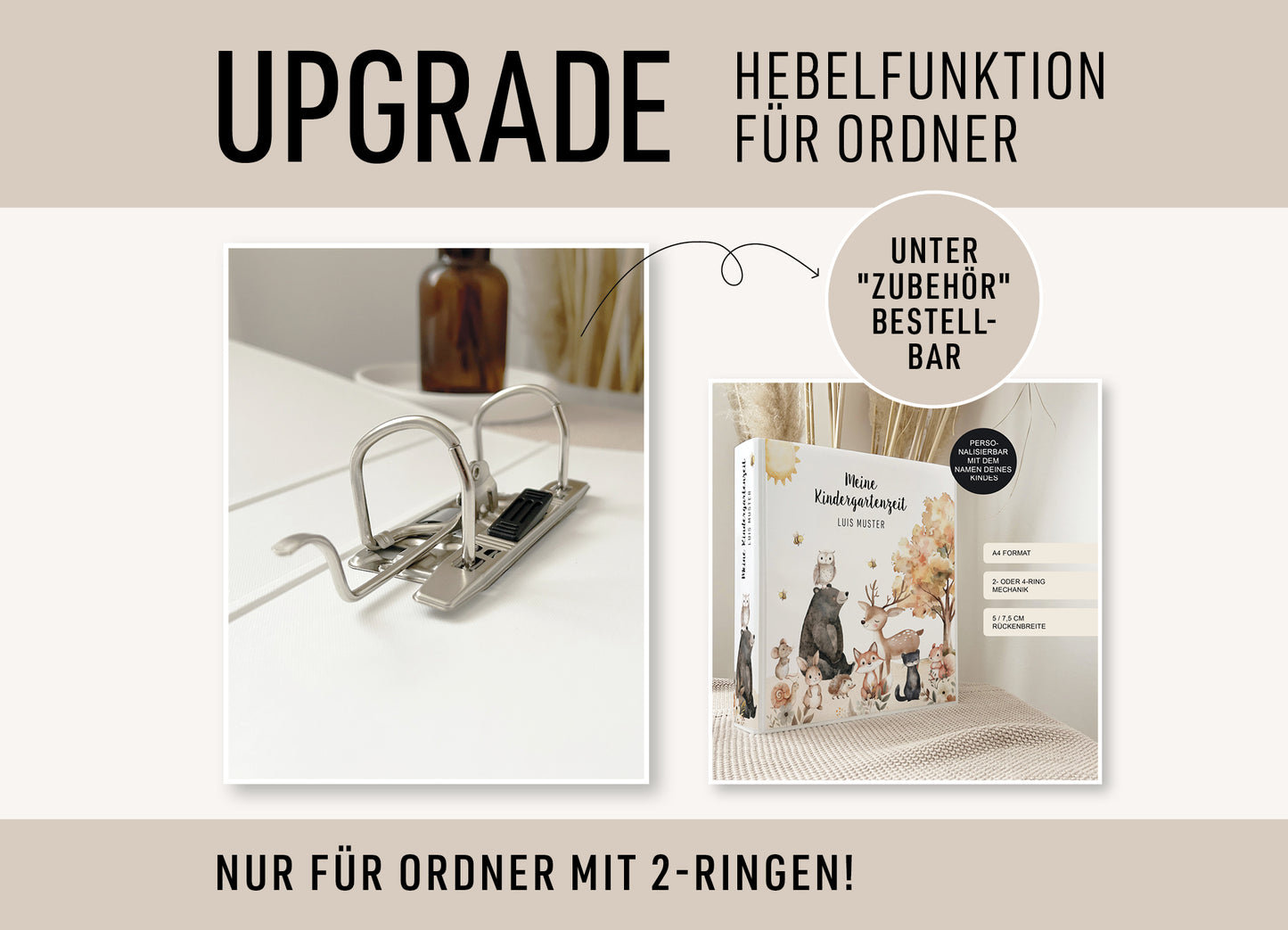 Kindergarten Ordner "Safari Porträt" personalisiert mit Namen als Sammelmappe Krippe Schule oder Kita