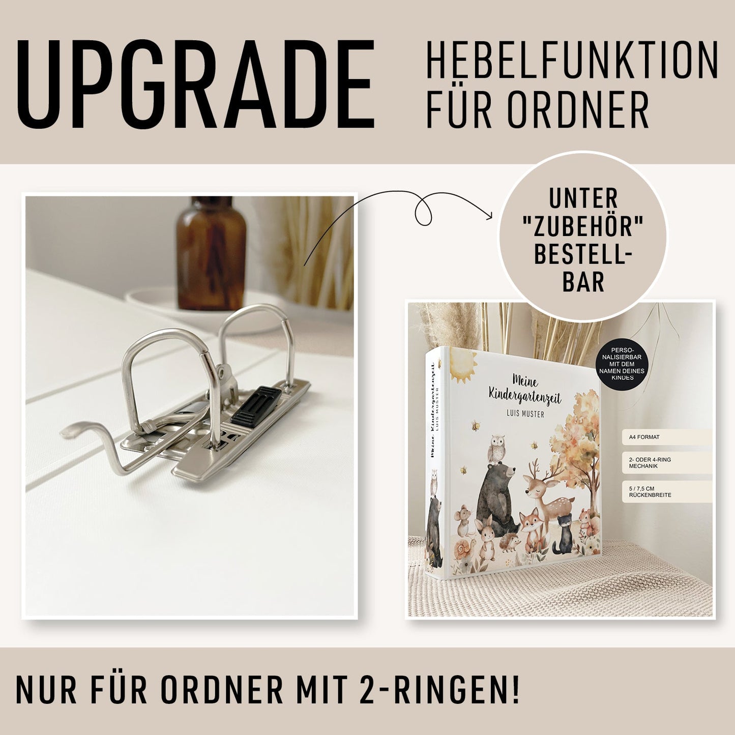 Kindergarten Ordner "Waldtiere" personalisiert / Mappe Krippe Schule oder Kita