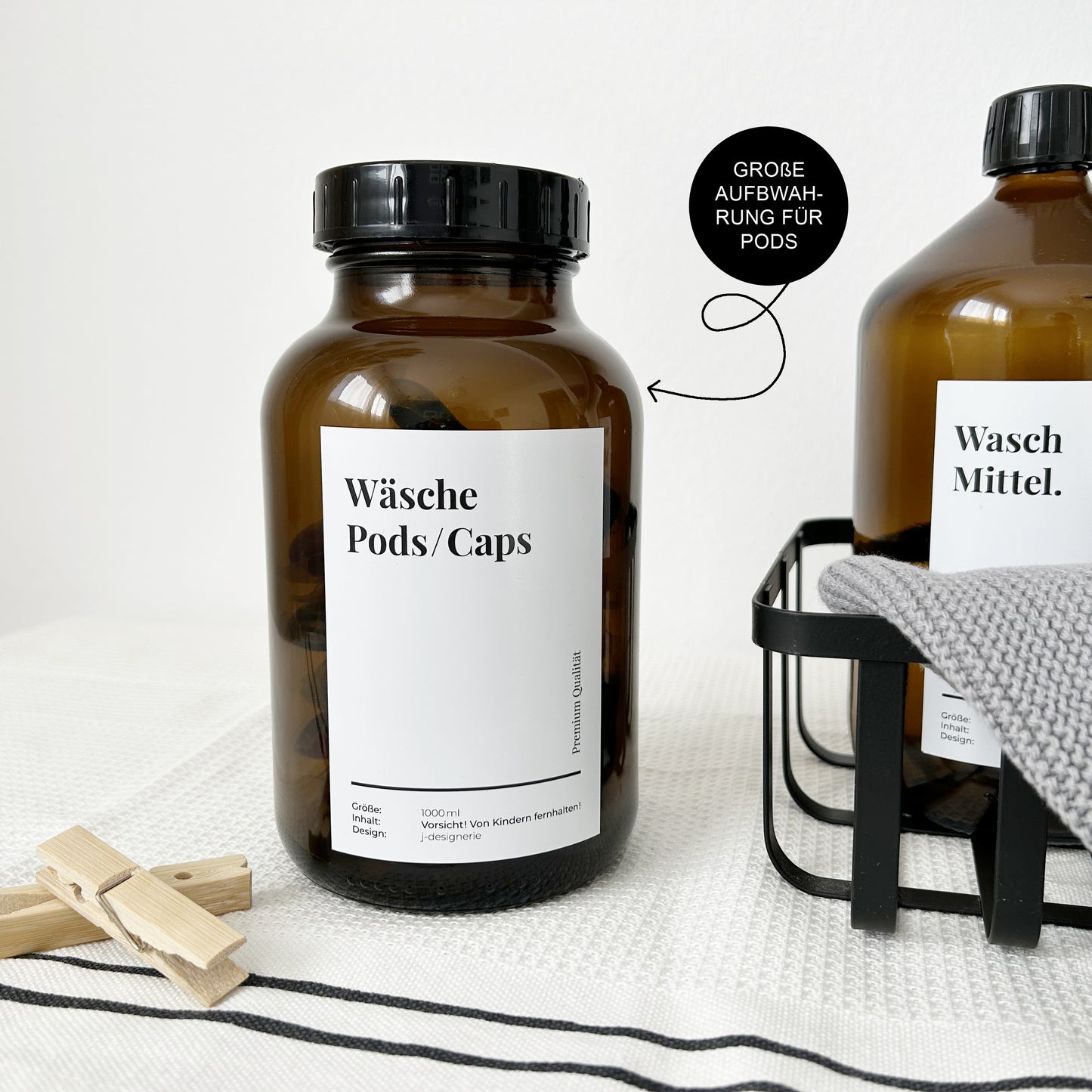 Aufbewahrung "Wäsche Pods/Caps" // Waschküche Behälter Box und Organisation Haushalt aus Braunglas