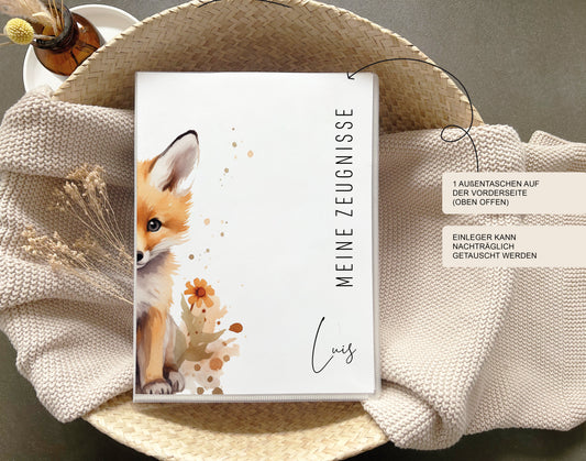 Zeugnismappe "Fuchs" personalisiert / Sammelmappe Geschenk Einschulung