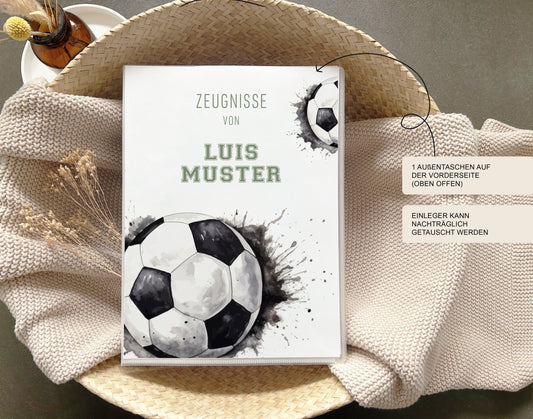 Zeugnismappe "Fußball" personalisiert / Geschenk Schule erster Schultag Jungen