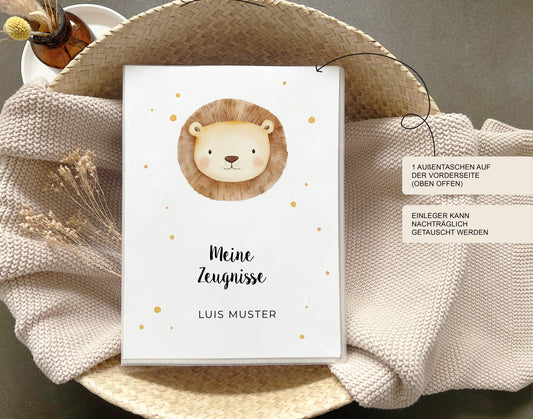 Zeugnismappe LÖWE II personalisiert / Geschenk Schule erster Schultag