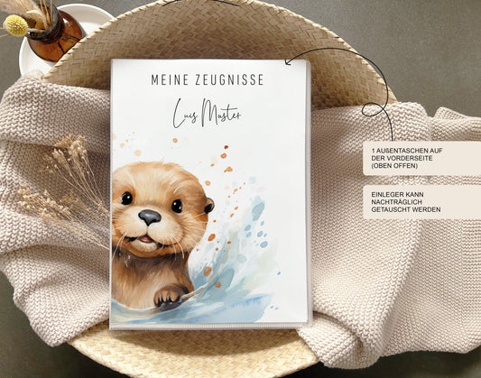 Zeugnismappe OTTER personalisiert / Geschenk Schule erster Schultag