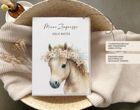 Zeugnismappe Grundschule "Pferd" personalisiert / Geschenk Schule Einschulung