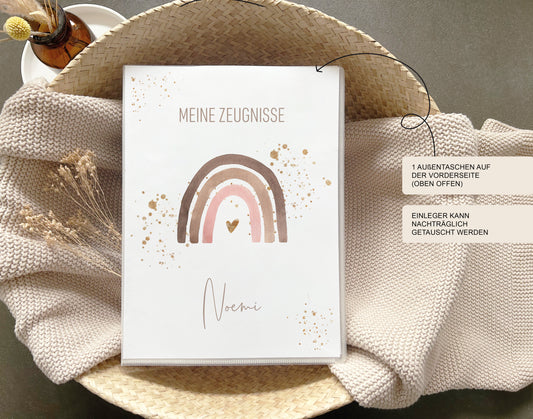 Zeugnismappe "Regenbogen" personalisiert / Geschenk Schule Einschulung