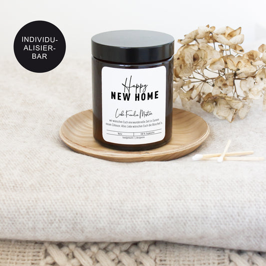 Sojawachs Kerze im Glas – personalisiertes Einzugsgeschenk – Neues Zuhause