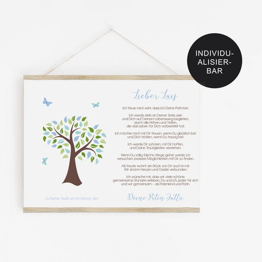 Geschenk zur Taufe Patenbrief personalisiert Lebensbaum – Patenkind