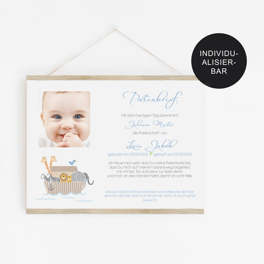 Patenbrief/Patenurkunde Arche personalisiertes Taufgeschenk Patenkind