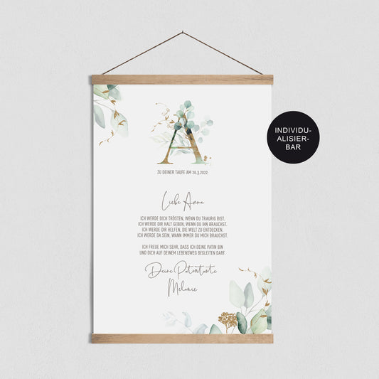 Patenbrief Eukalyptus personalisiert – Patenurkunde – Geschenk Firmung