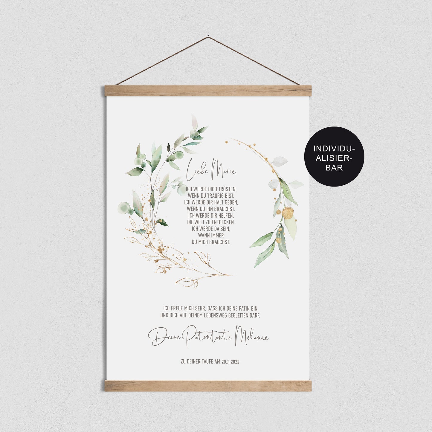 Patenurkunde Eukalyptus personalisiert – Patenbrief – Namensweihe