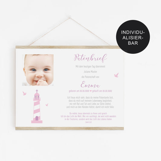 Patenurkunde Leuchtturm personalisiert – Patenbrief Patenkind