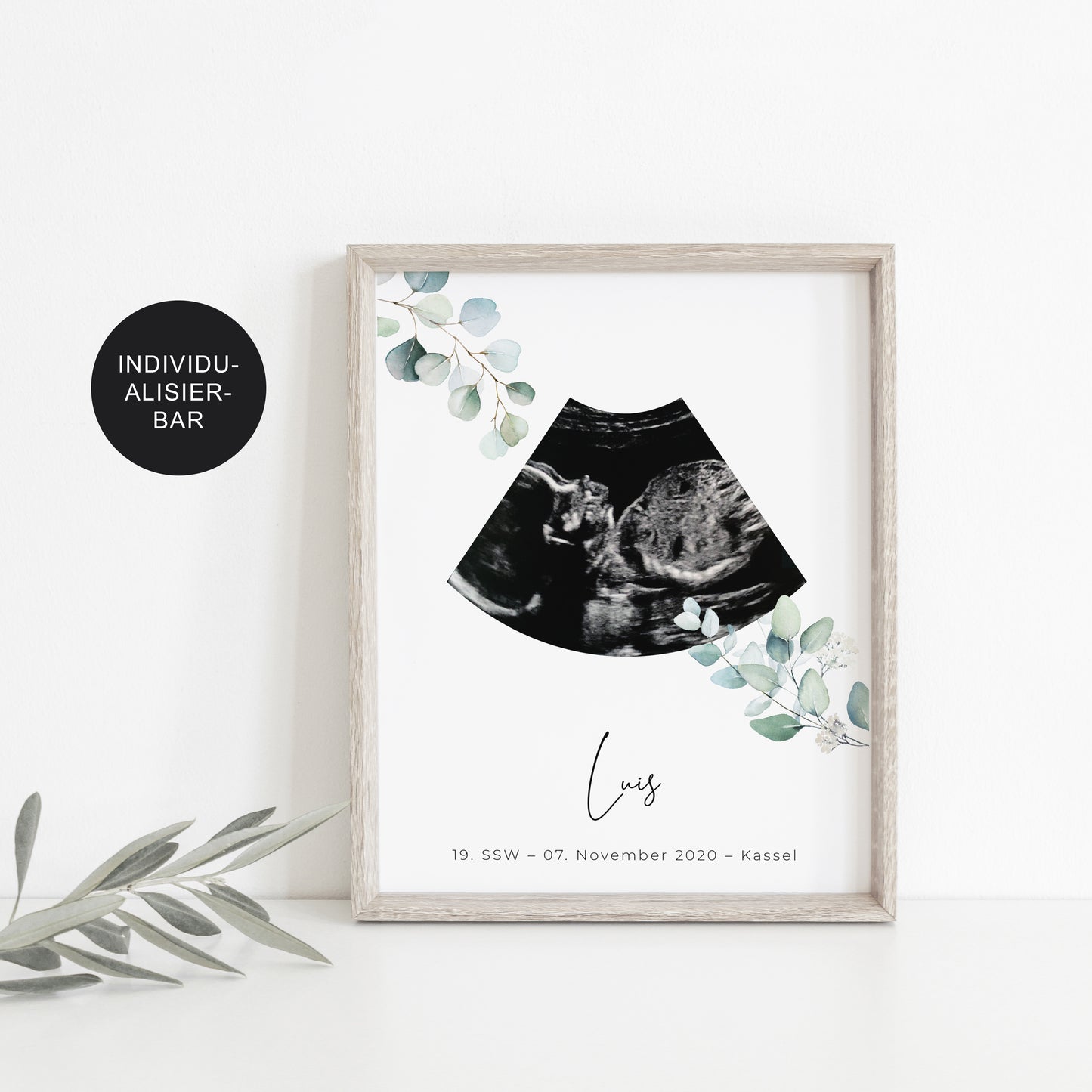 Poster Ultraschallbild Eukalyptus personalisiert – Geschenk Geburt